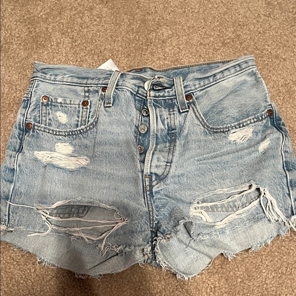 Levi's Light Blue Distressed Cutoff Jean Shorts